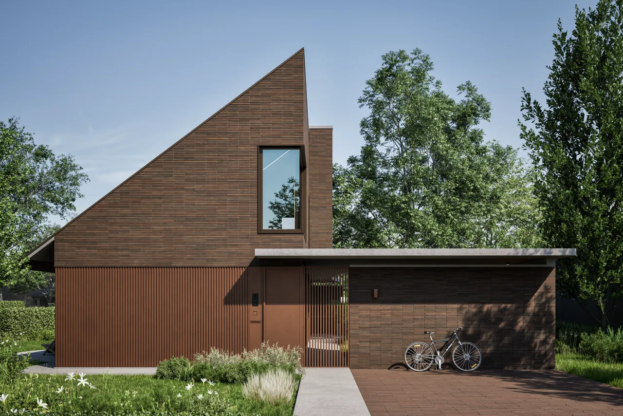 Alinel Type A aluminium gevelbekleding — verticale symmetrische blokken